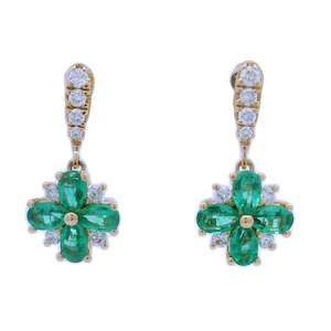 Emerald and Diamond Drop Earrings