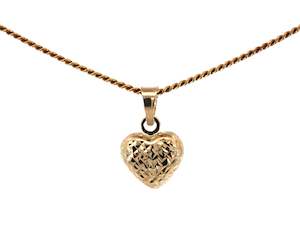 Double Side Textured Puffed Heart Pendant