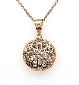 Two Tone Round Filigree Pendant