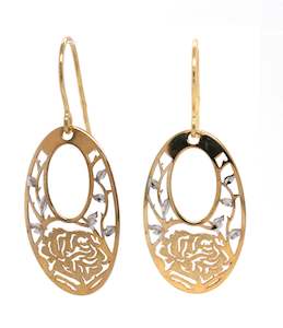 Yellow Gold: Filigree gold drop earrings