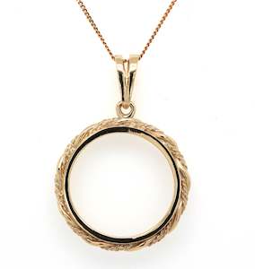 Gold Pendants: Split Bail Twisted Rope Full Sovereign Pendant Mount