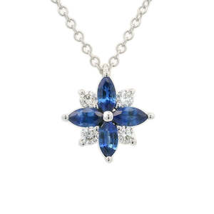 Sapphire and Diamond Pendant with Chain 0.13ct tw