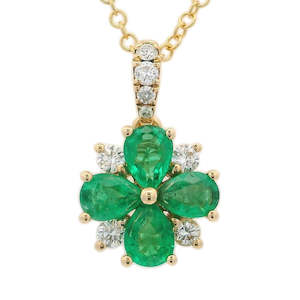 Emerald and Diamond Pendant 0.13ct tw