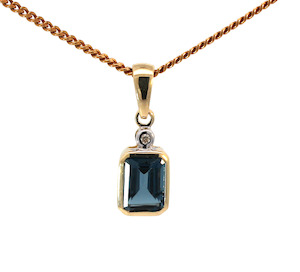 Emerald Cut Rubover Pendant