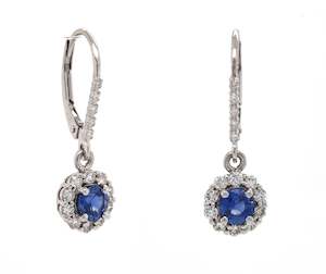 Sapphire Cluster Drop Earrings