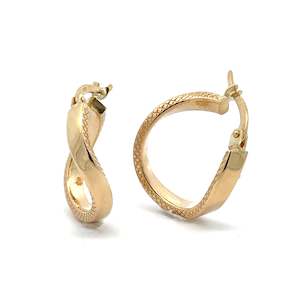 Detailed Textured Spiral Gold Hoops