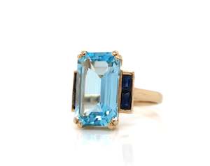 Large Emerald Cut Topaz Ring