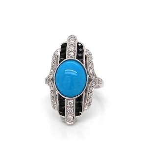 Elongated Art Deco Turquoise Ring