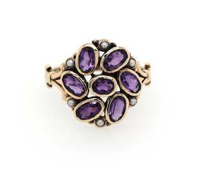 Antique Cluster Ring with Seed Pearls