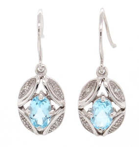 Oval Art Deco Drop Earrings