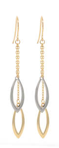 Sale: Dual tone open Marquise long drop Earrings