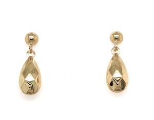 Multi-Faceted Puffed Pear Drop Earrings