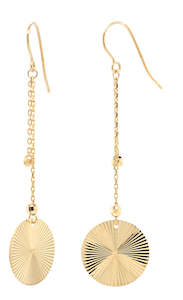 Long Textured Circle Drop Earrings