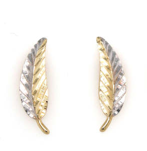 Sale: Two-tone fern stud earrings