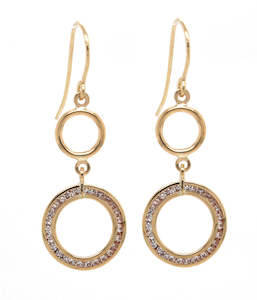 Duo circle, circle of life CZ earrings