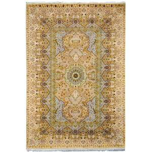 Fine Hand-knotted Wool & Silk Traditional Small Rug 122cm x 183cm