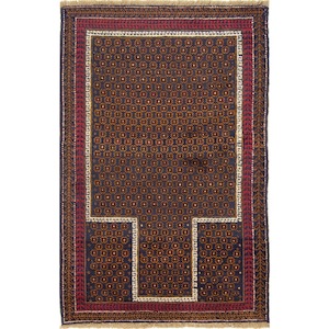 Hand-knotted Persian Wool Baluchi Rug 88cm x 136cm