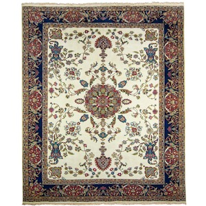 Fine Hand-knotted Wool Traditional Rug Cream 244cm x 323cm