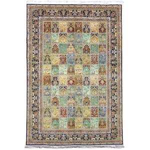 Handmade Traditional Garden of Persian Design Silk Rug 184cm x 284cm