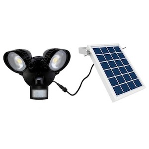 LED Spotlight 2 x 8W Solar with Sensor (Black) Security Lighting