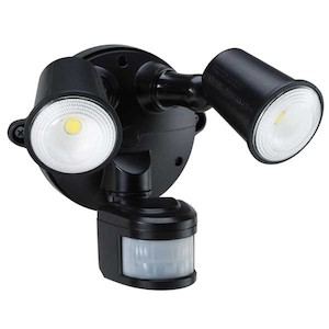 LED Spotlight 2 x 10W with Motion Sensor (Black) Security Lighting