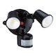 LED Spotlight 2 x 10W Tricolour with Motion Sensor (Black) Security Lighting