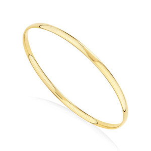 Jewellery: 9ct Yellow Gold Oval 3.8mm Bangle