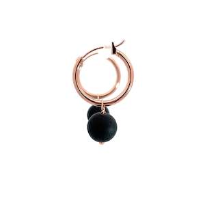 Rose Gold Plated Onyx Hoop Earrings