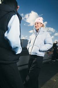 Womens Down Jackets: WMNS BLOCK DOWN JKT SMOKEY BLUE