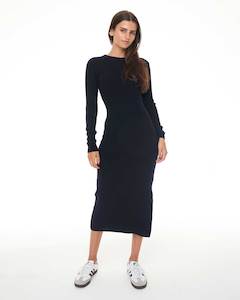 MERINO LS RIB DRESS NAVY