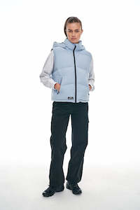 Womens Down Vests: WMNS BLOCK DOWN VEST SMOKEY BLUE