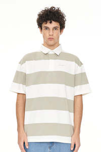 Mens Shirts: STRIPE SS GRAND RUGBY MOONROCK/CHALK