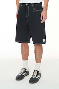 Mens: BOX EMB SHORT/OLDE TRUE BLACK/WHITE