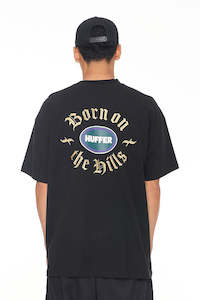 Mens: BLOCK TEE 220/RAISED ON IT BLACK