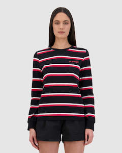 Women S Long Sleeves: BENNY LS LANEWAY TEE NAVY/WHITE