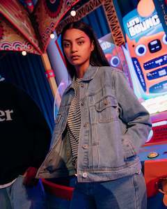 All Womens Jackets: BOXY DENIM JACKET MID WASH