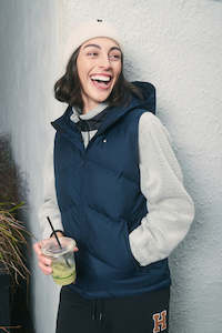 Womens Down Vests: WMNS CLASSIC DOWN VEST HRGBONE NAVY