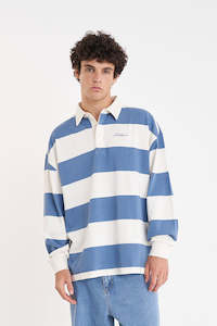 Mens Shirts: BENSON LS GRAND RUGBY CHALK/DENIM