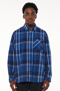 Mens Shirts: CUBE CHECK SHIRT NAVY