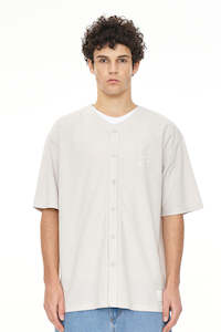 SUEDE MESH BASEBALL SHIRT MOONROCK