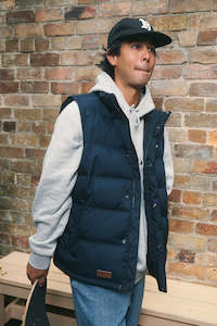 Mens Classic Down Vest Hrgbone Navy