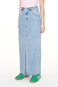 Womens Skirts: DENIM RIDER MAXI SKIRT LIGHT WASH