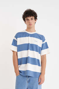 Mens T Shirts: BENSON BLOCK TEE CHALK/DENIM