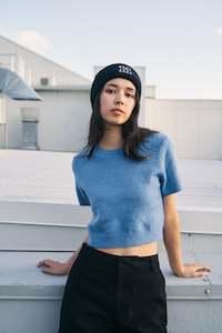 KENZIE CROP KNIT TEE SKY BLUE