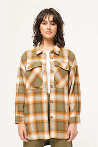 Jackets: 9 TO 5 CHECK SHACKET OLIVE/CHALK