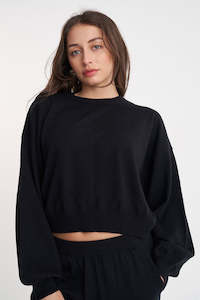 Womens Tops: MERINO BELLA CROP KNIT BLACK