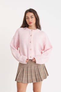 ELLE CROP CARDIGAN PALE ROSE