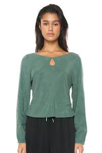 Womens Tops: MELROSE KEYHOLE LS TOP SAGE LEAF