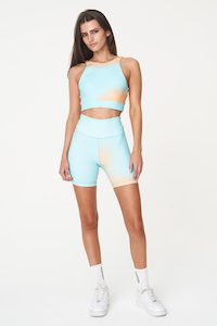 Womens Shorts: 3 BALLER 6" BIKE SHORT ORANGE /AQUA