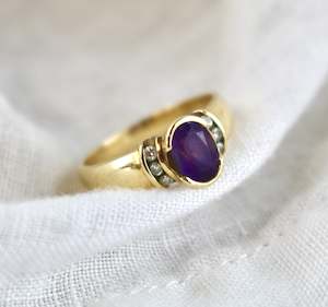 9ct Gold Amethyst and Diamond Ring